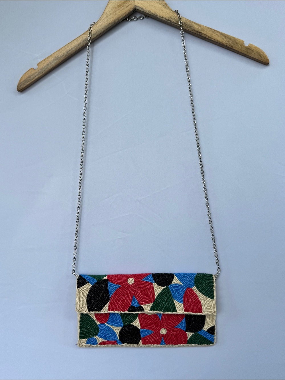 Floral Beaded Envelope Clutch Purse